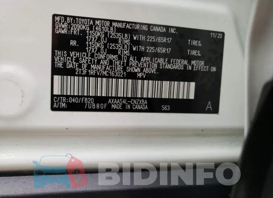2T3F1RFV7MC163021 Photo# 13
