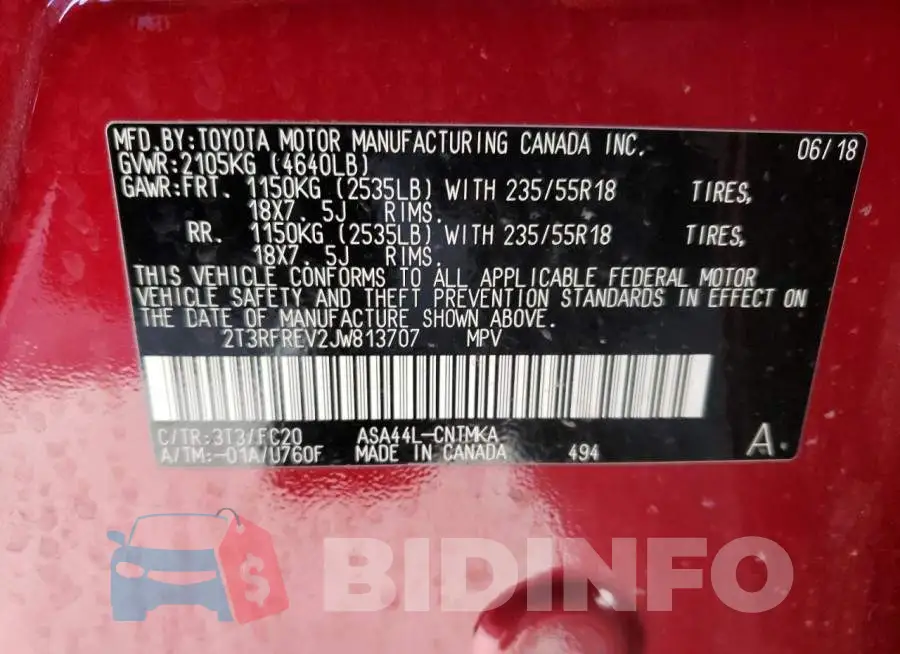 2T3RFREV2JW813707 Photo# 12