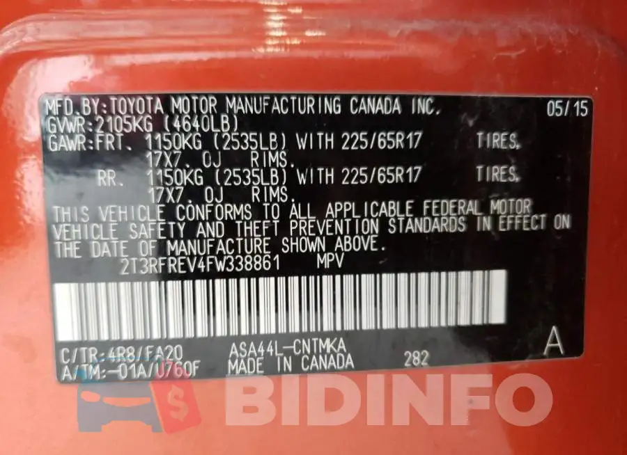 2T3RFREV4FW338861 Photo# 12