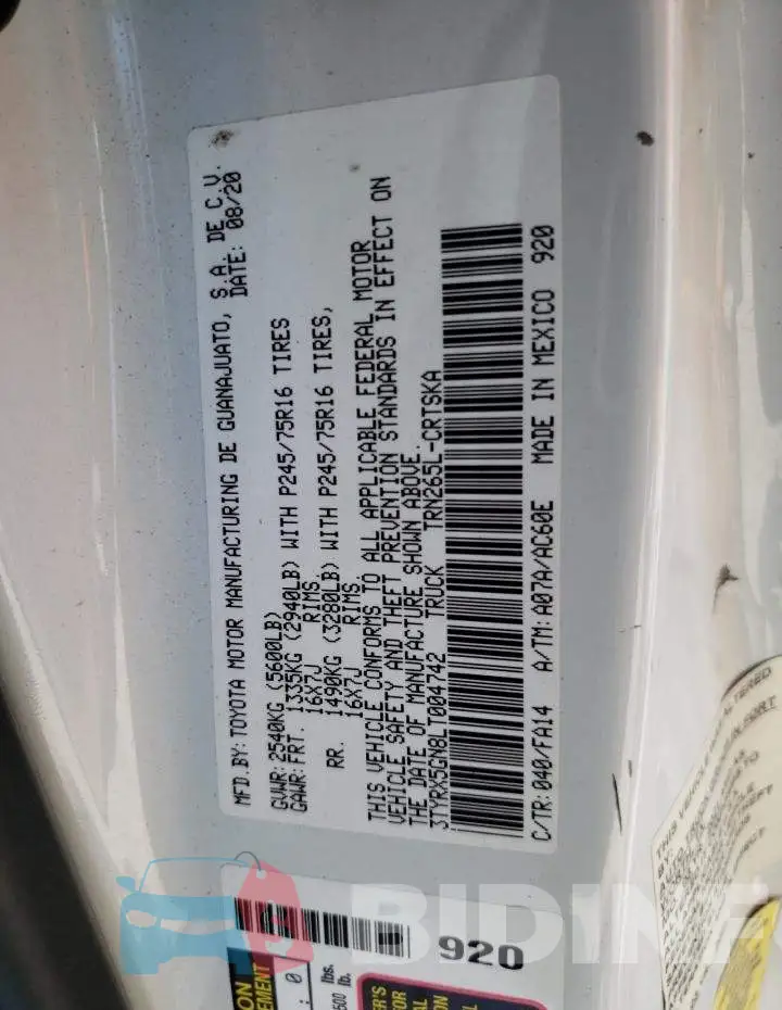 3TYRX5GN8LT004742 Photo# 14