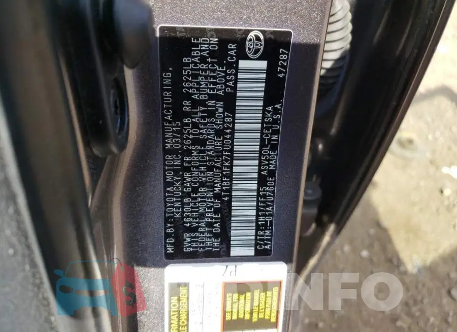 4T1BF1FK7FU044287 Photo# 12