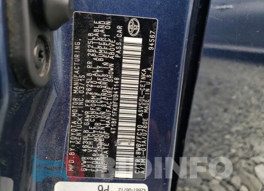 4T1BF1FK8FU941148 Photo# 13