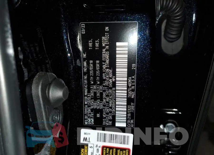 5TDKDRBH5PS505818 Photo# 14