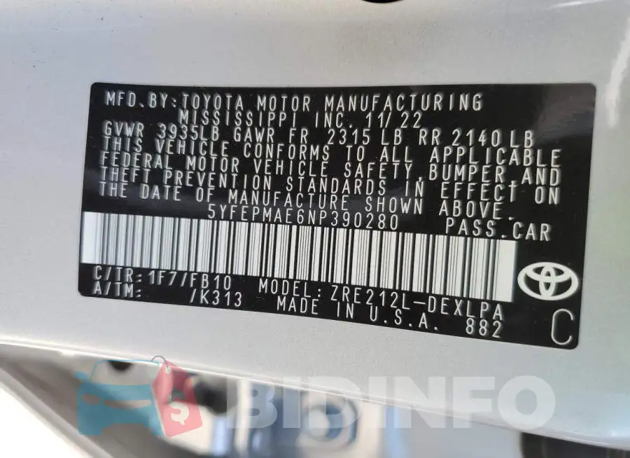 5YFEPMAE6NP390280 Photo# 12
