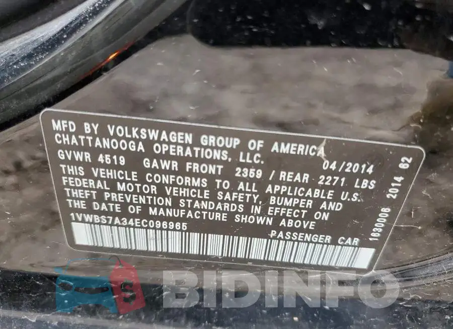 1VWBS7A34EC096965 Photo# 12