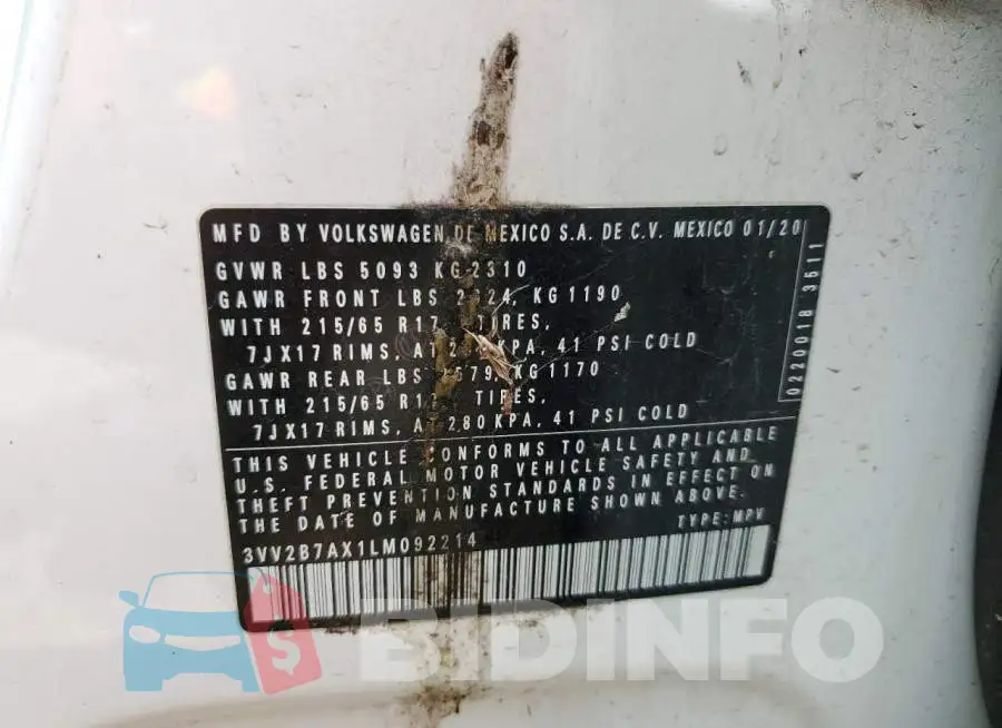 3VV2B7AX1LM092214 Photo# 12