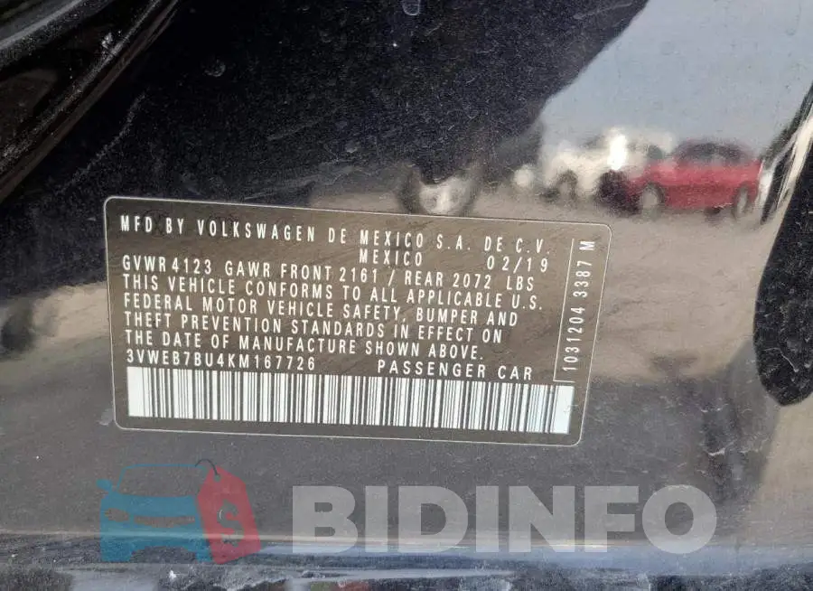 3VWEB7BU4KM167726 Photo# 12