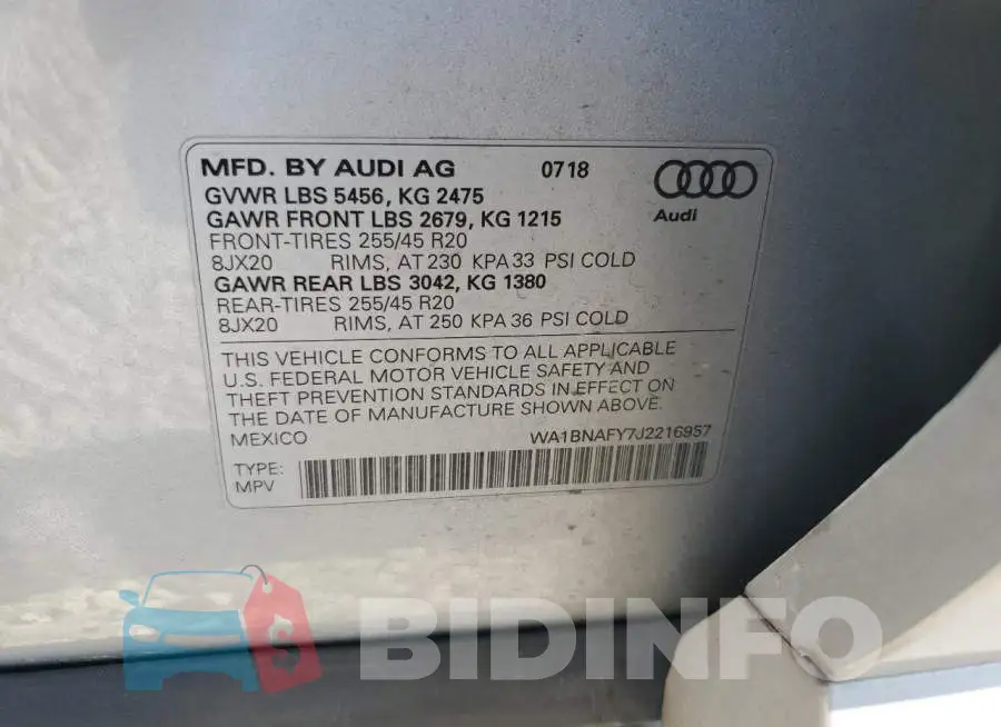 WA1BNAFY7J2216957 Photo# 14