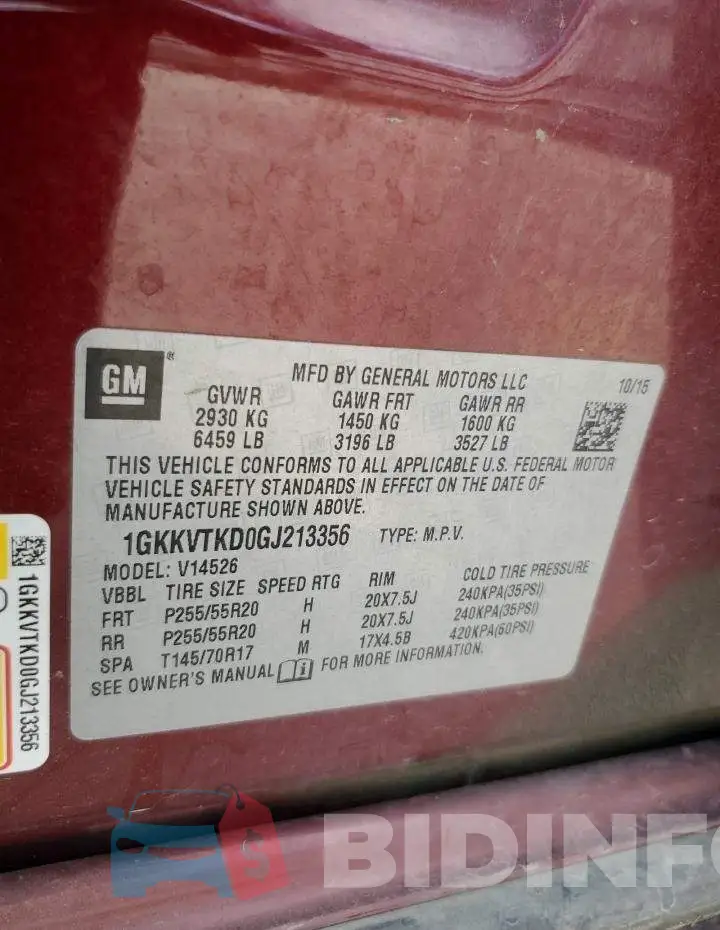 1GKKVTKD0GJ213356 Photo# 12