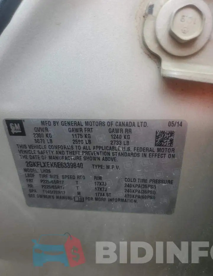 2GKFLXEK6E6339840 Photo# 12