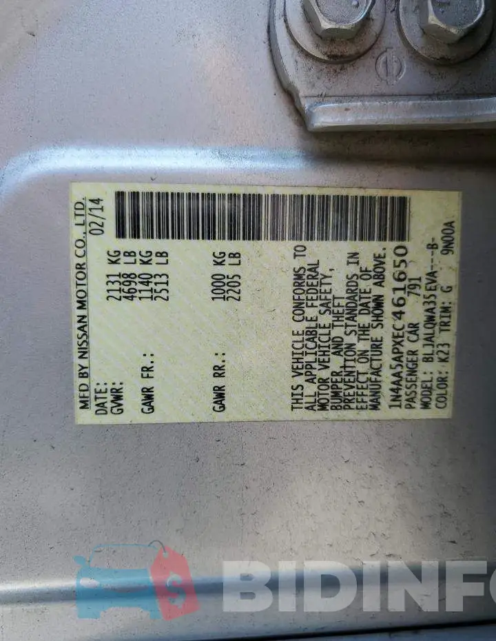 1N4AA5APXEC461650 Photo# 12