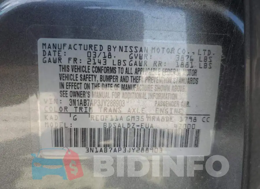 3N1AB7AP3JY288903 Photo# 13