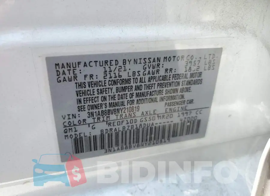 3N1AB8BV8NY210819 Photo# 12