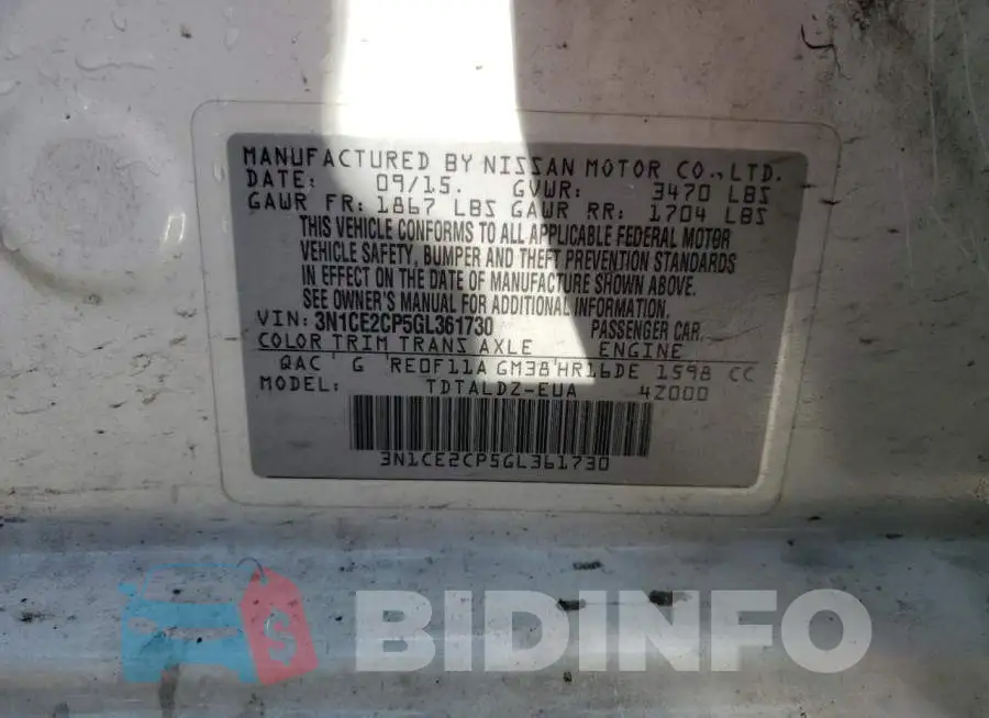 3N1CE2CP5GL361730 Photo# 12