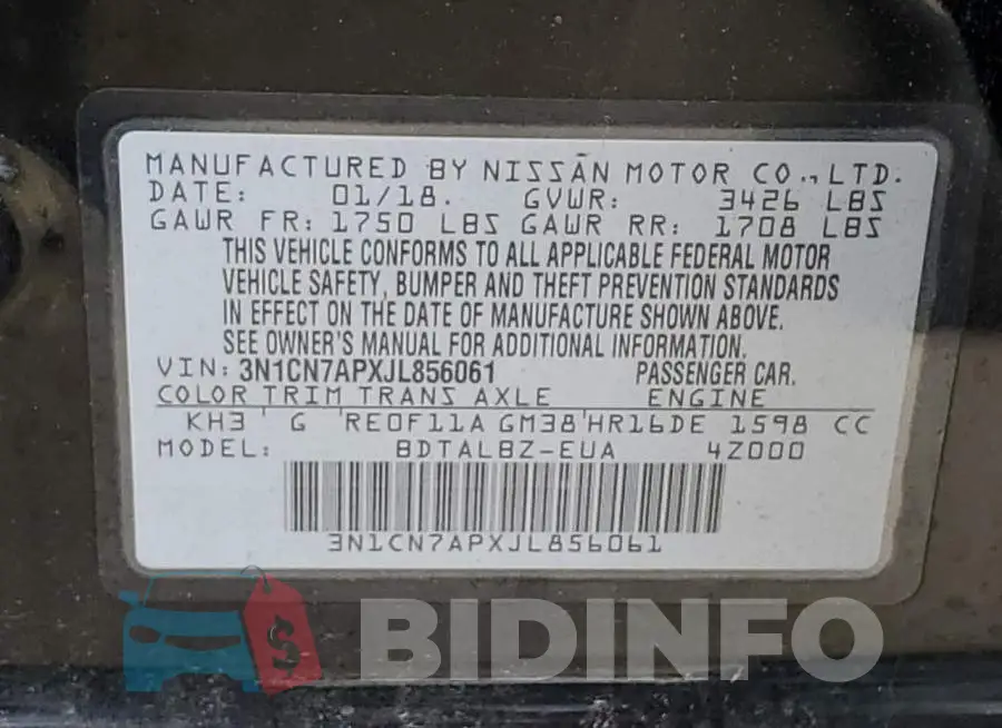 3N1CN7APXJL856061 Photo# 12
