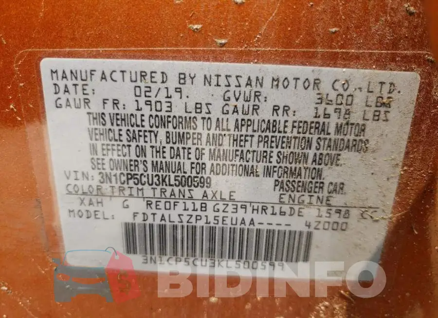 3N1CP5CU3KL500599 Photo# 12