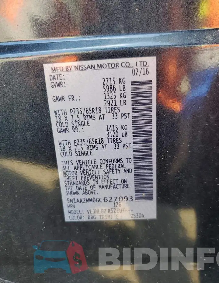 5N1AR2MM0GC627093 Photo# 13