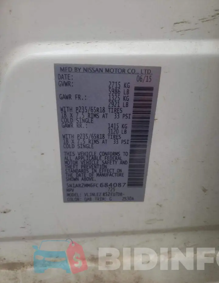 5N1AR2MM6FC684087 Photo# 14