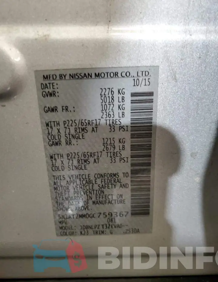5N1AT2MM0GC759367 Photo# 14