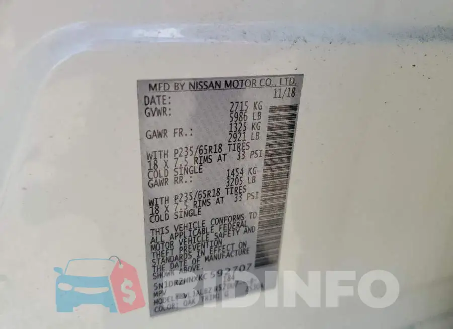 5N1DR2MNXKC592707 Photo# 14