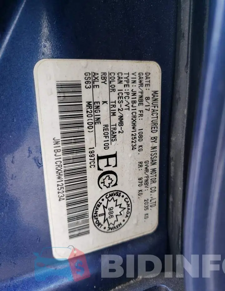 JN1BJ1CRXHW125234 Photo# 13