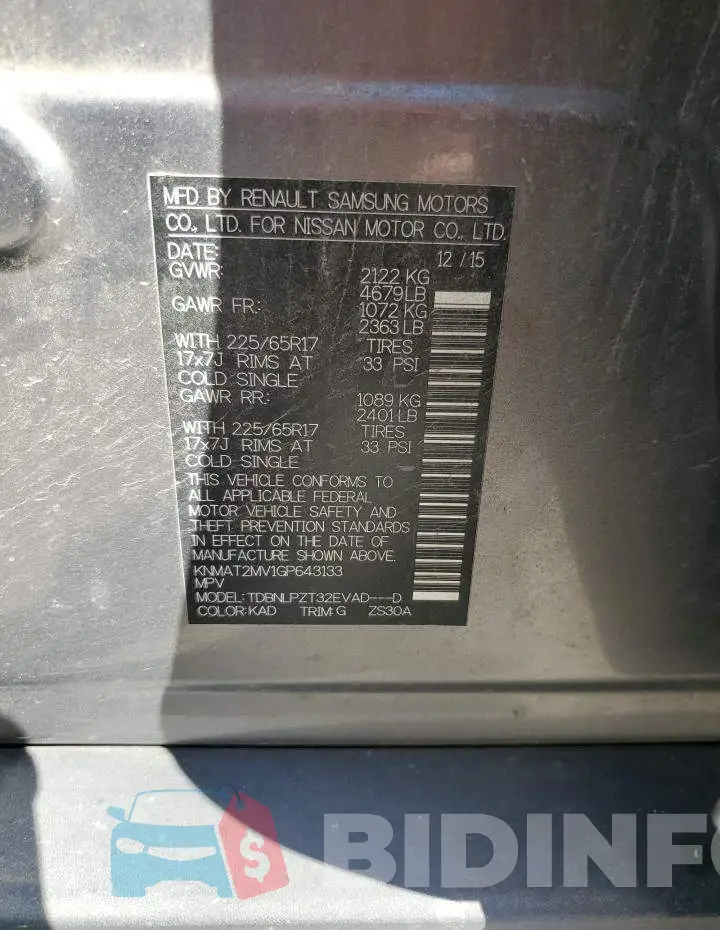 KNMAT2MV1GP643133 Photo# 14