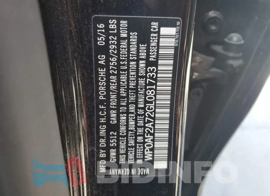 WP0AF2A72GL081733 Photo# 12