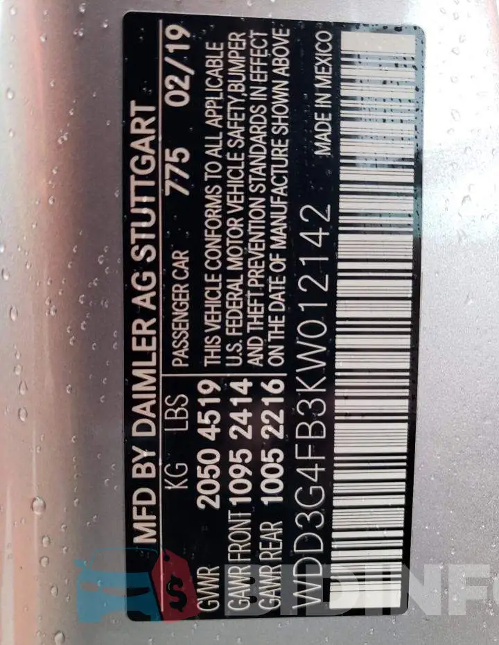 WDD3G4FB3KW012142 Photo# 12