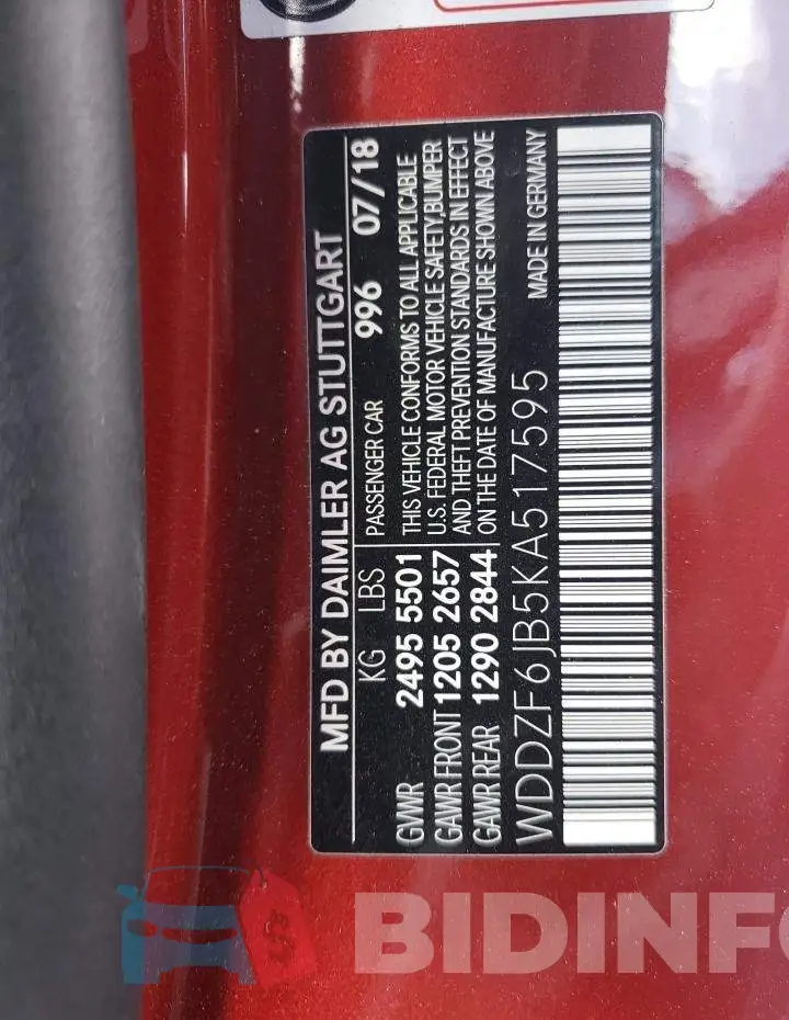 WDDZF6JB5KA517595 Photo# 12