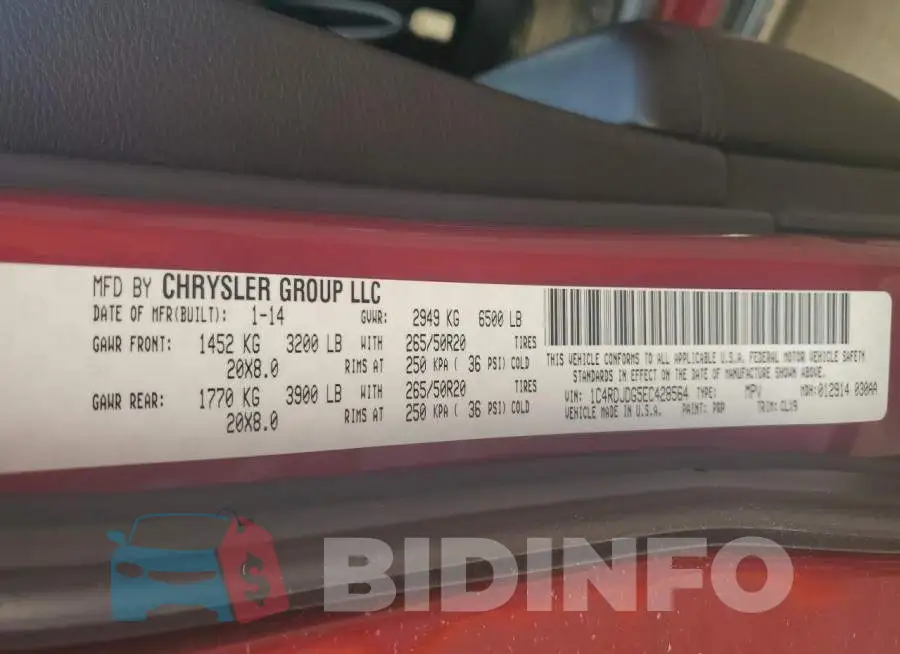 1C4RDJDG5EC428564 Photo# 13