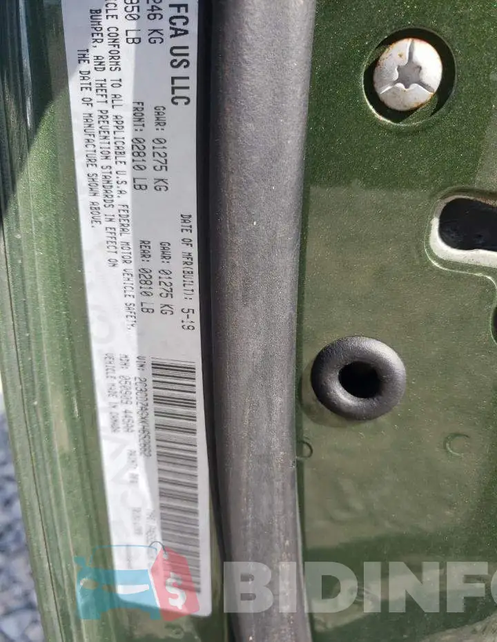 2C3CDZAGXKH652662 Photo# 12