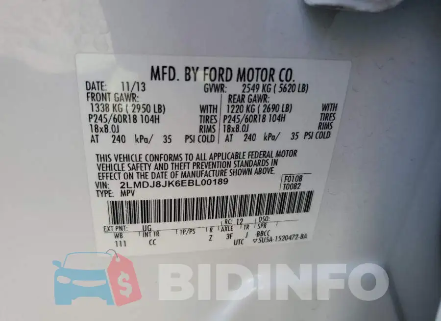 2LMDJ8JK6EBL00189 Photo# 13