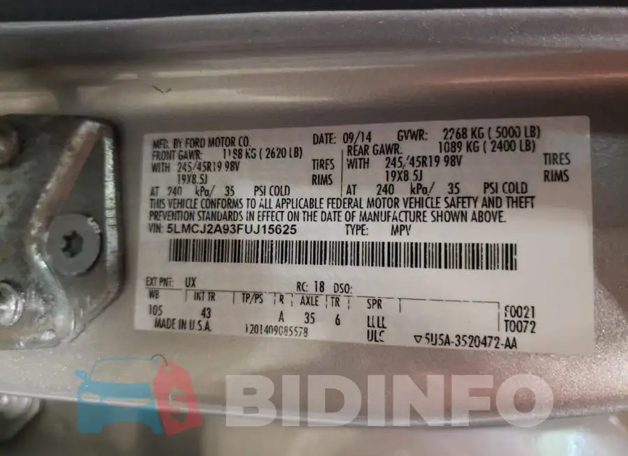 5LMCJ2A93FUJ15625 Photo# 13