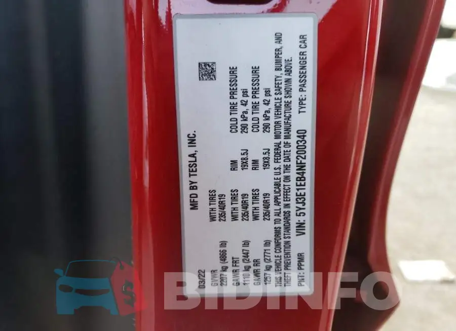 5YJ3E1EB4NF200340 Photo# 12