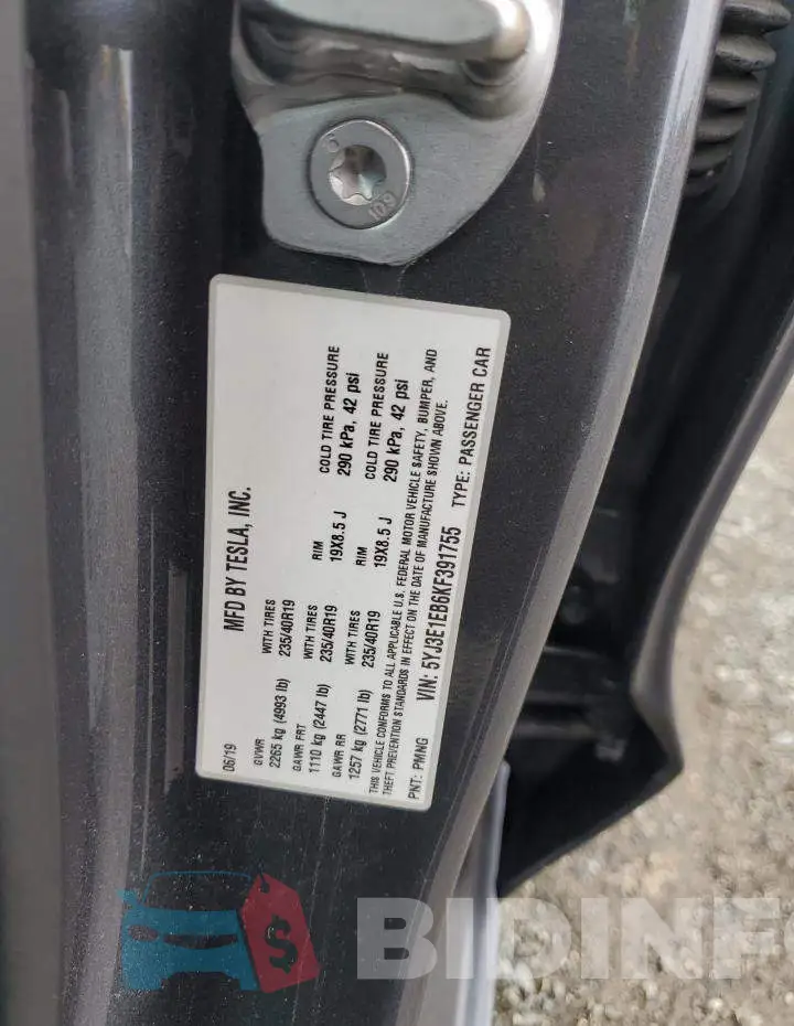 5YJ3E1EB6KF391755 Photo# 12