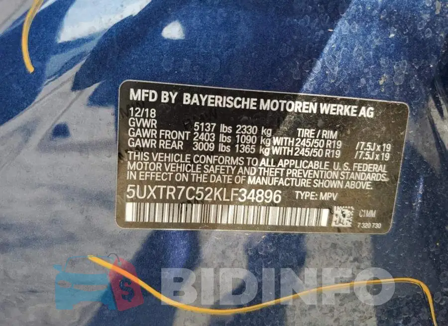 5UXTR7C52KLF34896 Photo# 14