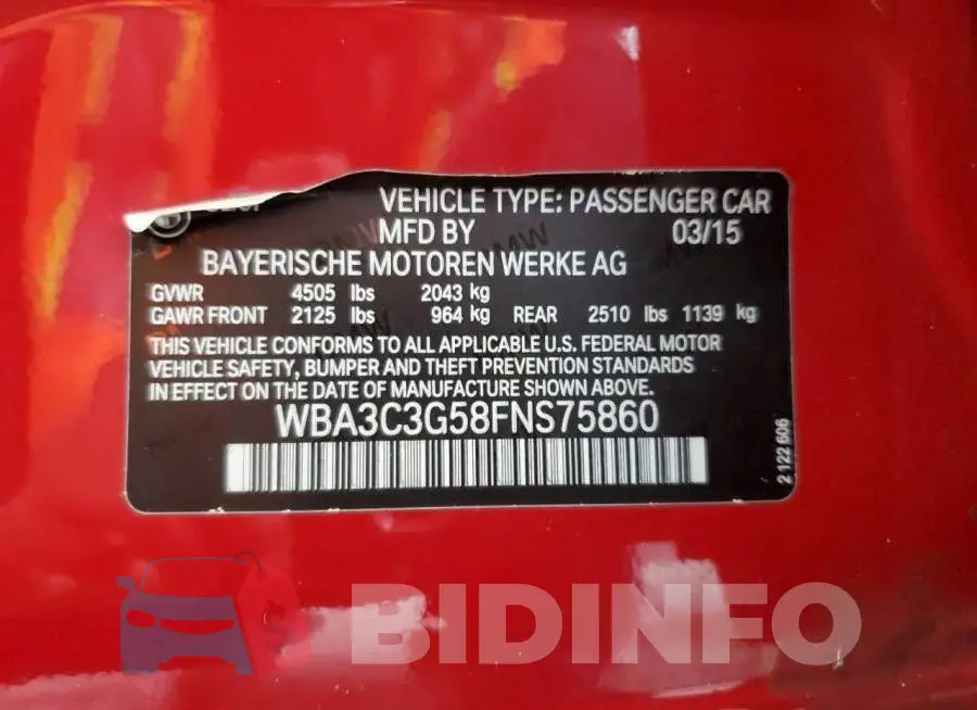 WBA3C3G58FNS75860 Photo# 12