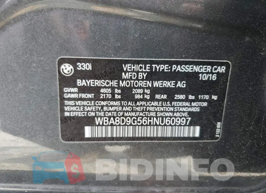 WBA8D9G56HNU60997 Photo# 12