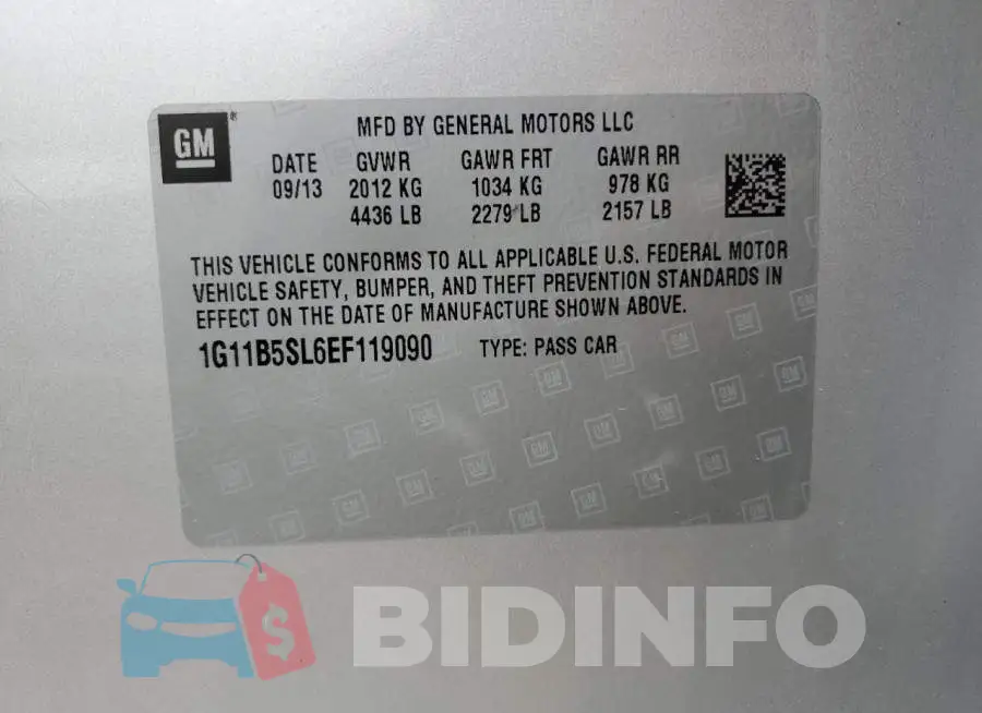 1G11B5SL6EF119090 Photo# 12