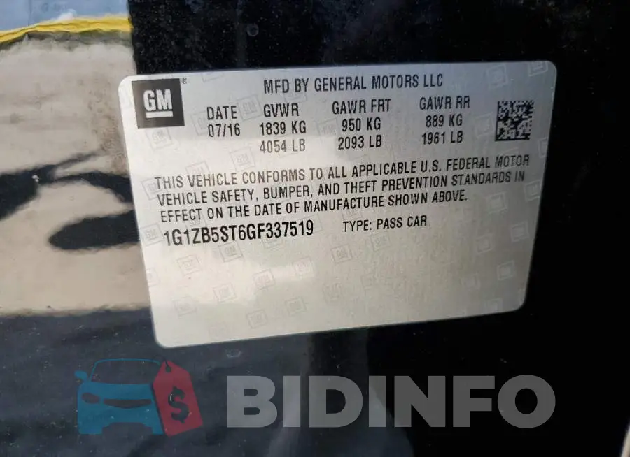 1G1ZB5ST6GF337519 Photo# 13