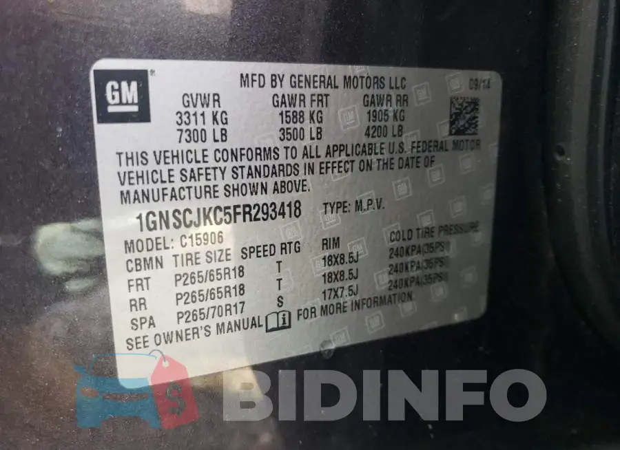 1GNSCJKC5FR293418 Photo# 13