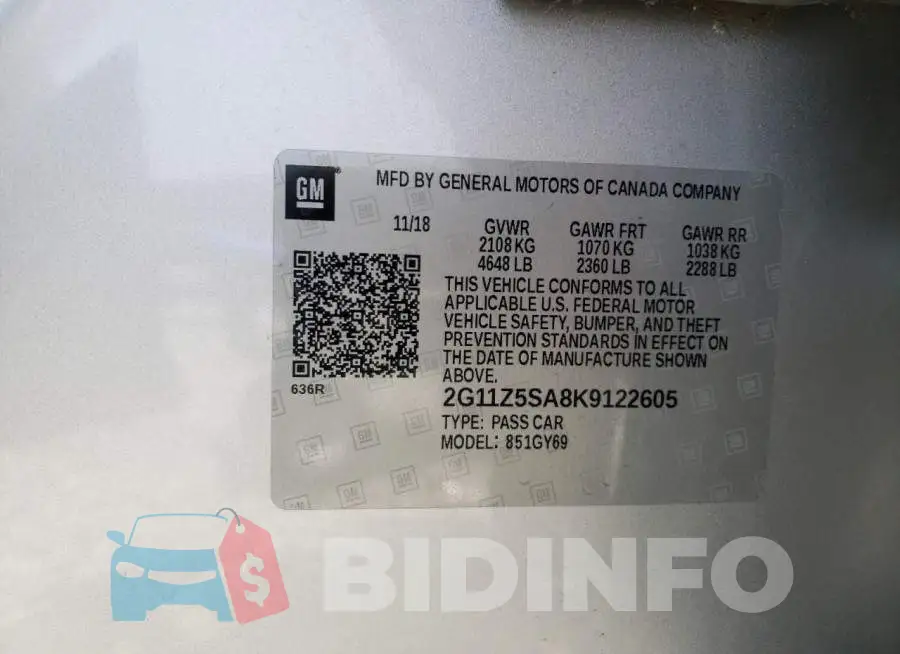 2G11Z5SA8K9122605 Photo# 13