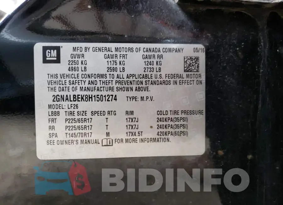 2GNALBEK8H1501274 Photo# 13