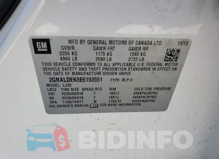 2GNALDEK8E6193551 Photo# 12