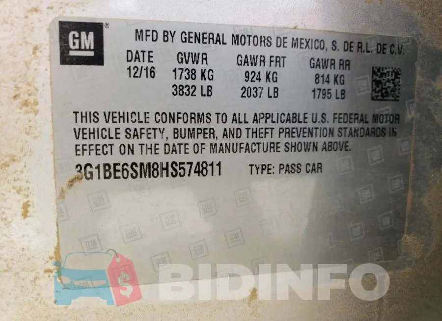 3G1BE6SM8HS574811 Photo# 12