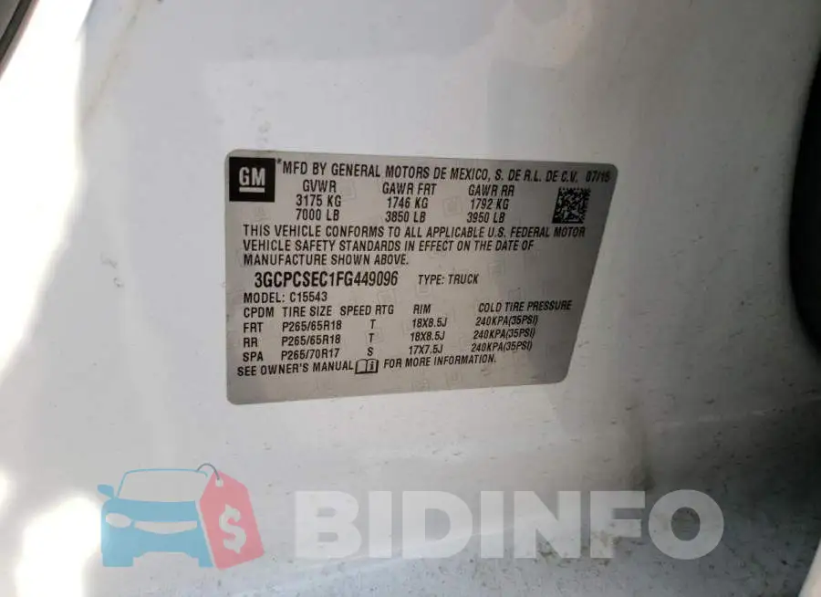 3GCPCSEC1FG449096 Photo# 12