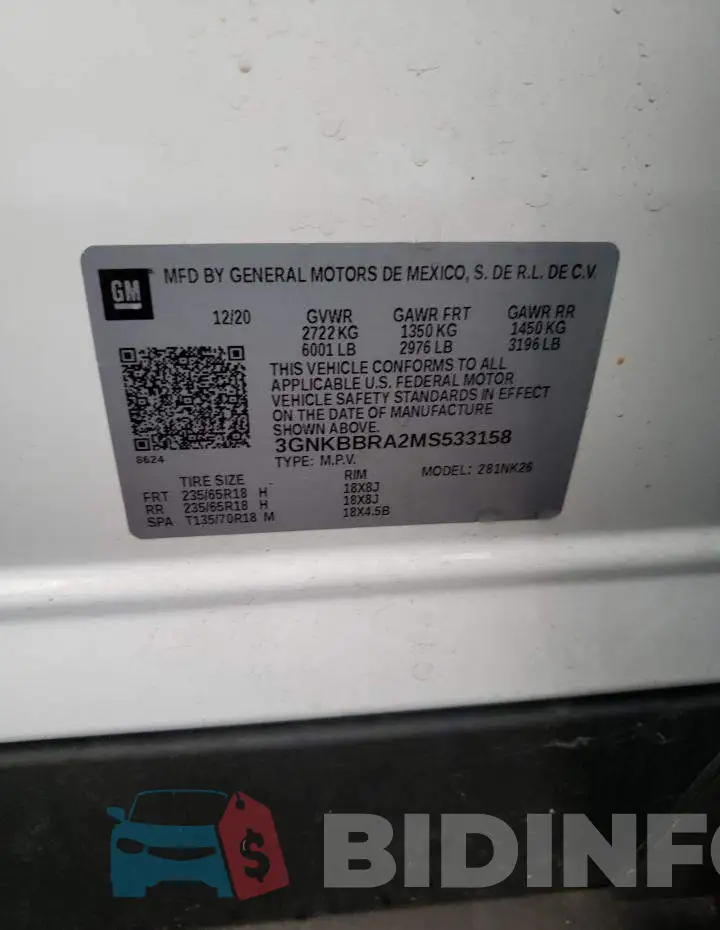 3GNKBBRA2MS533158 Photo# 13