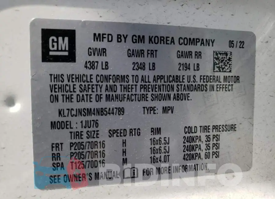 KL7CJNSM4NB544789 Photo# 12