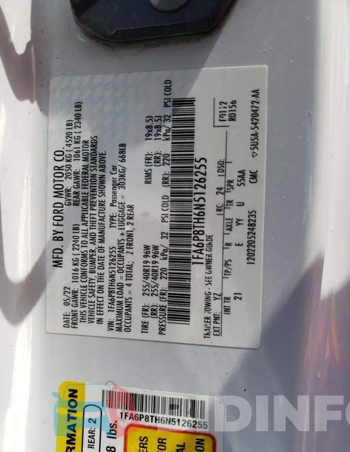 1FA6P8TH6N5126255 Photo# 13