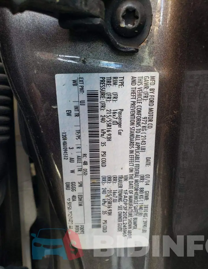 1FADP3F20EL245965 Photo# 12